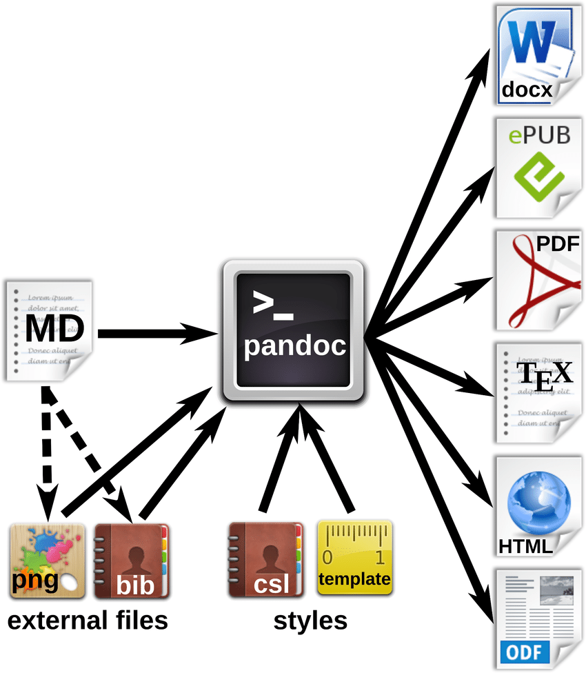 An illustration of pandoc conversions