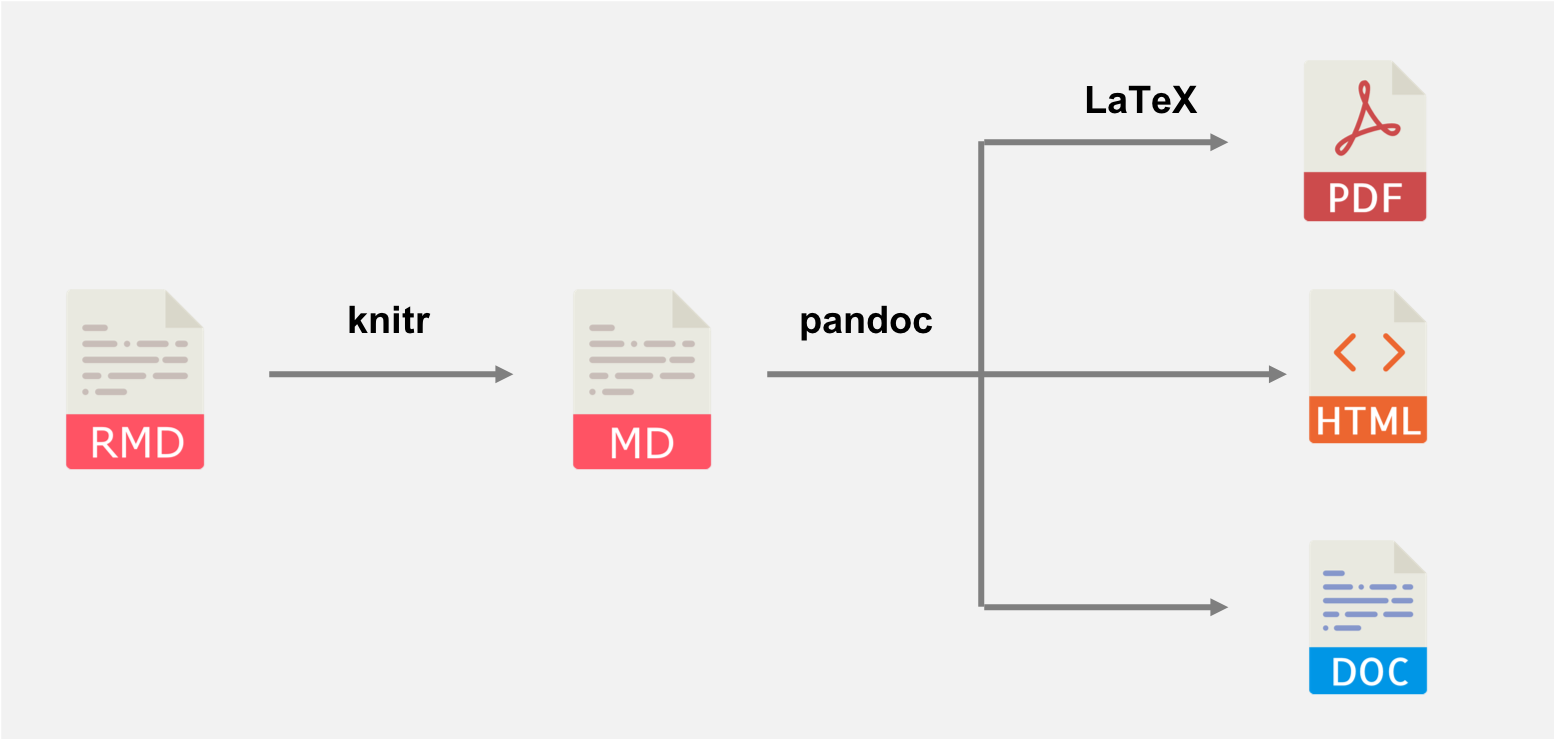 An illustration of the R Markdown compilation